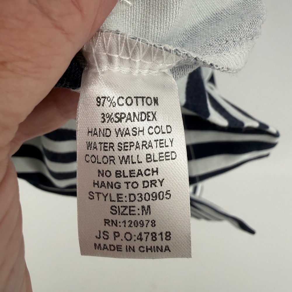 Entro Navy White Striped Sailor Collar Bow Sleeveless Mini Dress Womens Medium - Picture 6 of 8